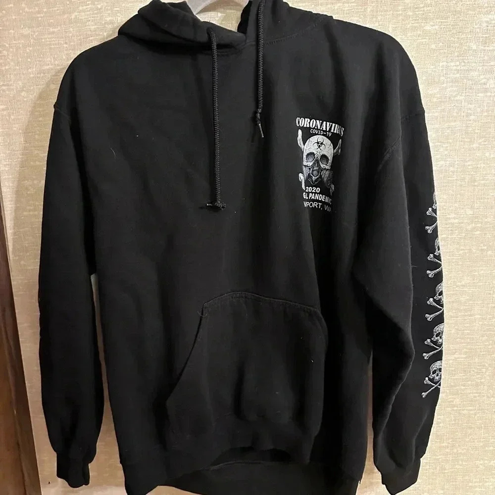 Funny Covid Black Hoodie Size Medium